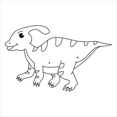 Cute Parasaurolophus dino outline illustration