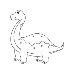 Cute dino brachiosaurus outline illustration