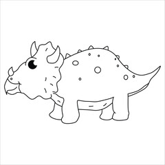 Cute Triceratops dino outline illustration