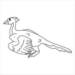 Cute dino archeopteryx outline illustration
