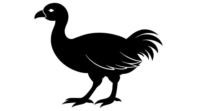black dodo bird silhouette on white background clip art preview