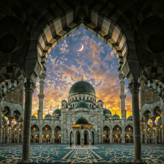 Beautiful mosque evening view