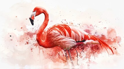 Flamingo bird in watercolour splash - 786950513