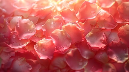 Rose petals with water drops background poster - 786950586