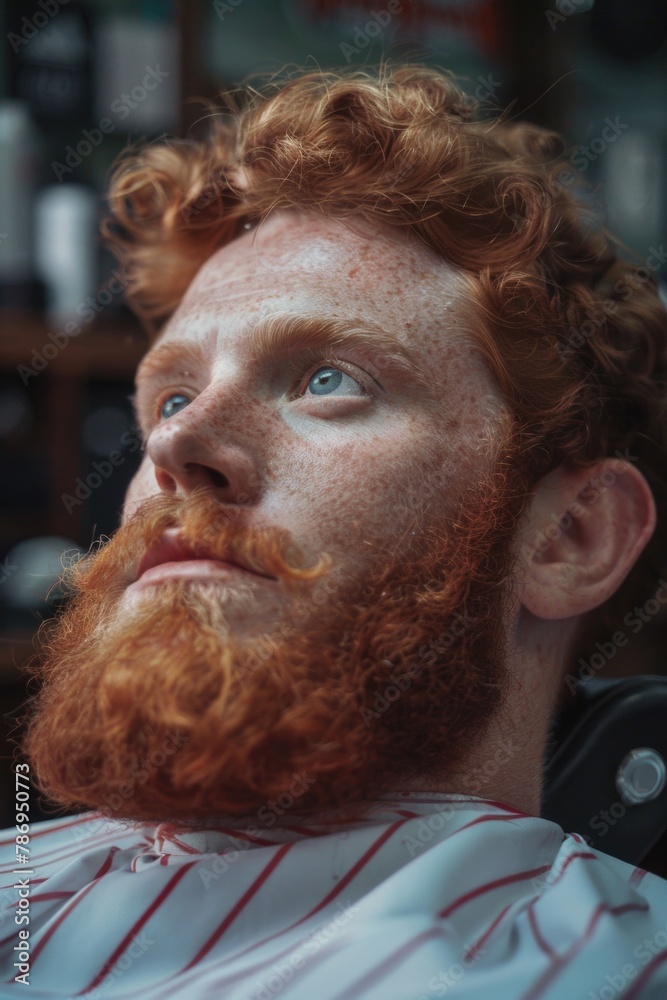 Aufkleber Close up of a person with a beard, suitable for various concepts and projects