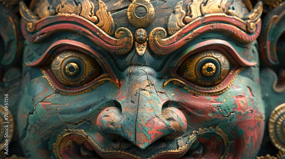 Aufkleber detailed close up of a statue's face, suitable for various design projects