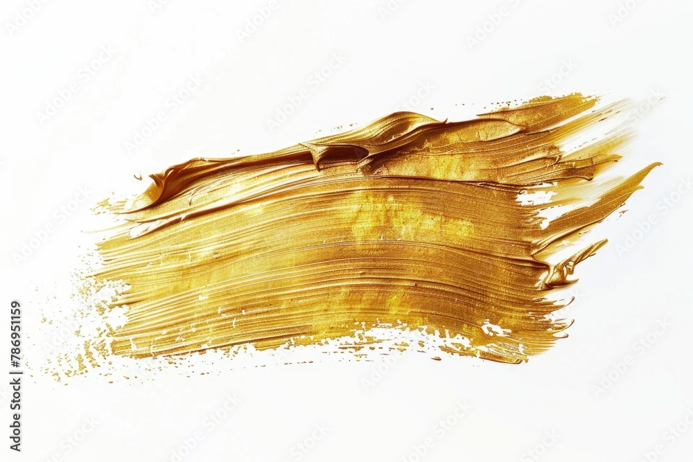 Poster close up of a gold paint smudge on a white surface, suitable for various design projects