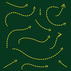 Charcoal arrows vector icons set. Hand drawn freehand different curved lines, swirls arrows. Doodle marker drawing, black chalk smears. Direction pointers. Scribbles and scrawls.