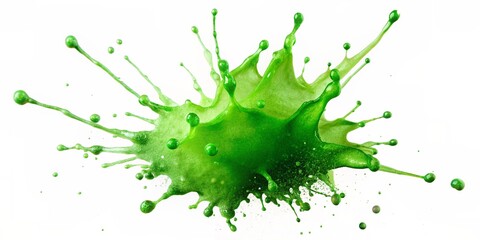 Green color splash cutout, isolated in white background