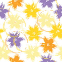 Watercolor seamless pattern. Very beautiful ornament.  Delicate multicolored flowers and tropical leaves on pastel background.