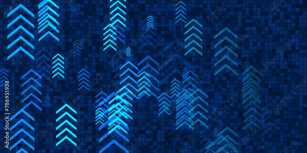 Poster abstract growing arrows on blue backdrop. success, progress and result concept. 3d rendering.