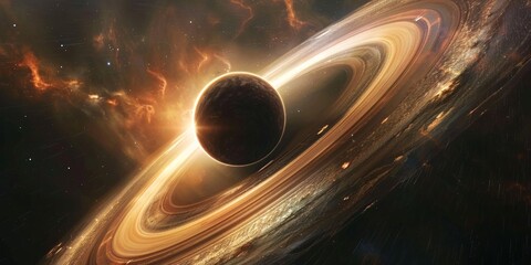 3D visualization-massive gravitational vortex devours extraterrestrial world immense vortex engulfing planets futuristic idea.