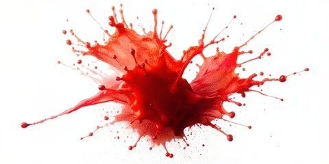 Red color water splash cutout isolated in shite background - obrazy, fototapety, plakaty