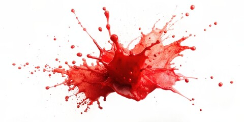 Red color water splash cutout isolated in white background