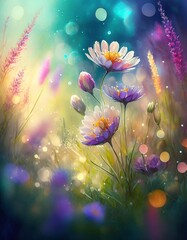 Enchanted blooms in twilight glade