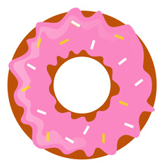 Donut icon. Top view pastry. Cartoon dessert