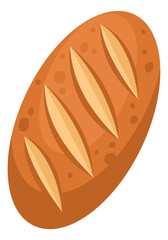 Wheat bread loaf top view cartoon icon