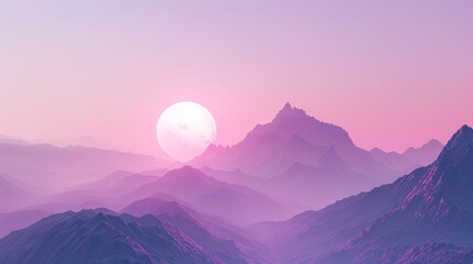 sunrise in mountain pink levender background