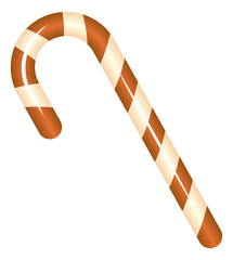 Chocolate candy cane. Striped sweet cartoon icon