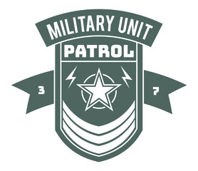 Military unit patrol ensignia. Retro army patch