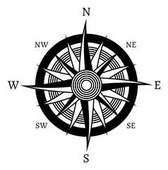 Naval wind rose black icon. Travel symbol