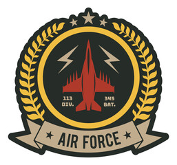 Air force label. Military chevron. Army mark