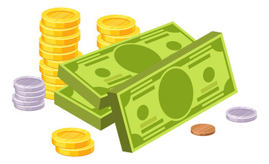 Money pile cartoon icon. Dollar cash heap
