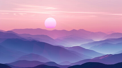 Fototapeta premium sunrise in mountain pink levender background