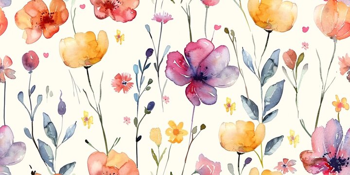 Adorable floral watercolor design with untamed blooms.
