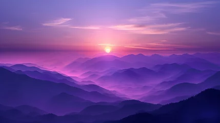 Fototapete sunrise in mountain purple levender background © maaz