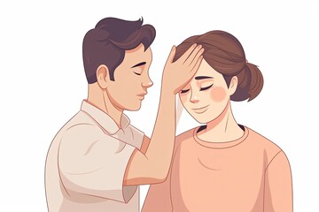 Fototapeta premium Man Comforting Upset Woman with Gentle Touch
