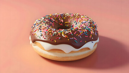 Donut with cream and chocolate realistic image