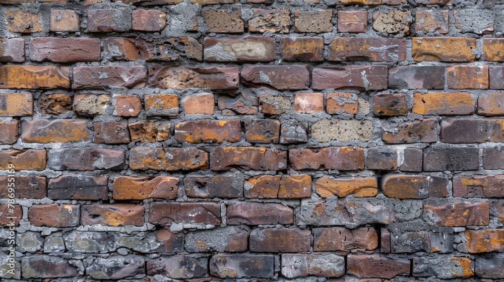 Poster weathered brick wall with rust, perfect for background use