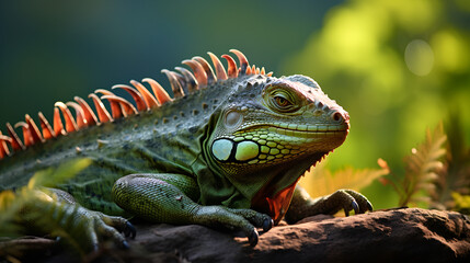Obraz premium The green iguana also known as the American iguana mostly herbivorous species of lizard of the genus Iguana