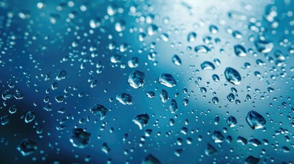 Close up of water droplets on a window. Perfect for illustrating rain or weather concepts