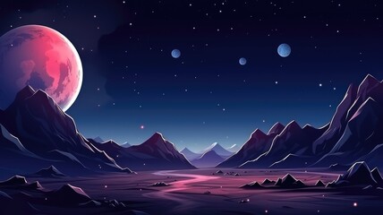 Mystical Moonlit Desert Landscape