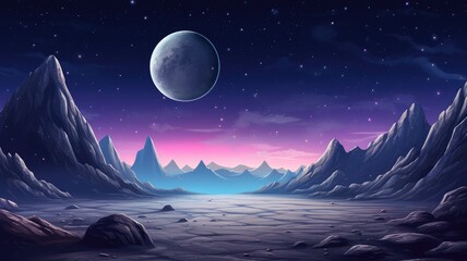 Mystical Moonlit Desert Landscape