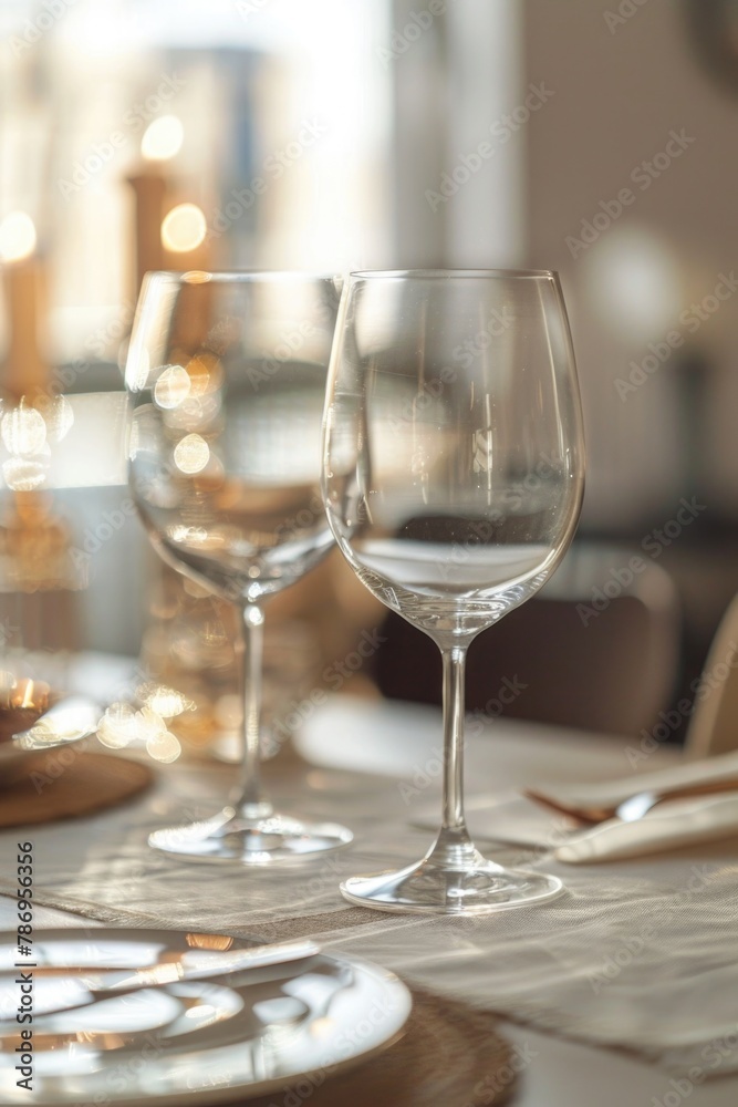 Poster close up of a wine glass on a table, suitable for various design projects