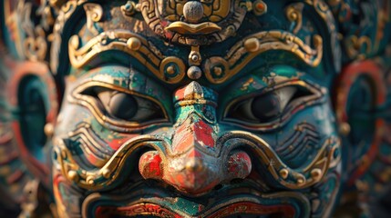 Close up of a statue's face, suitable for historical or art-related projects
