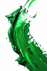 Detailed close up of green paint on white background. Ideal for design projects