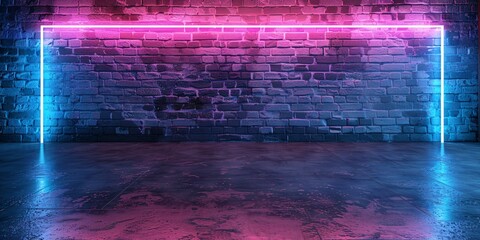 A blank glowing neon wall with a blue and pink gradient, perfect for a futuristic party or club design.