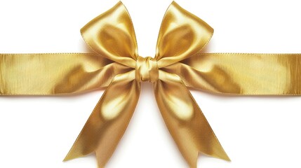 Elegant gold bow on a clean white background. Perfect for gift wrapping or holiday decorations