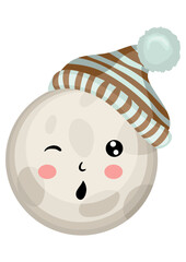 Cute round moon with hat - 786957709