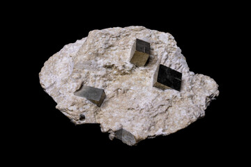Pyrite cubic crystals on matrix, stunning