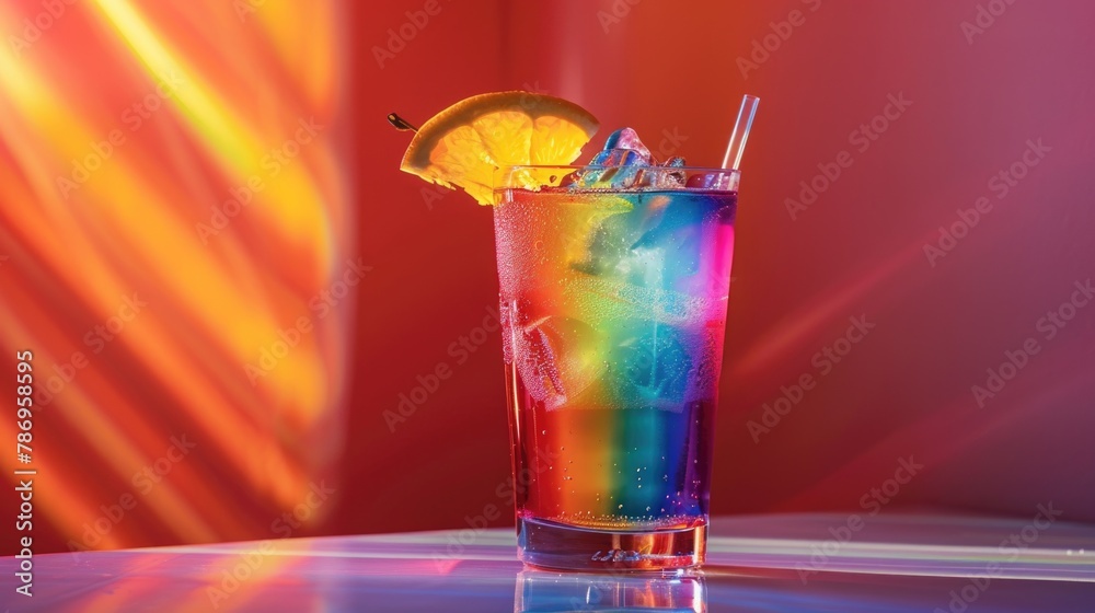 Poster refreshing drink with lemon slice, perfect for summer menus