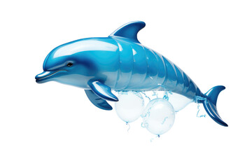 Fototapeta premium The Whimsical Flight of a Blue Dolphin Balloon