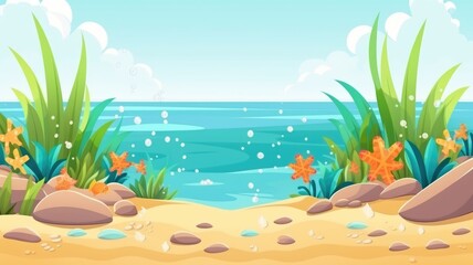 Fototapeta na wymiar Sunny Beach Paradise Illustration