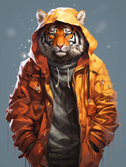 Anthropomorphic Tiger Painting - 786959976