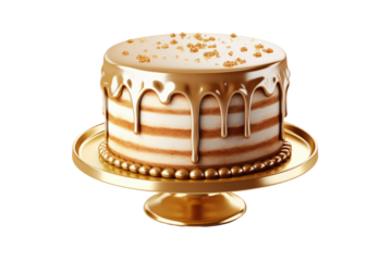 Glittering Indulgence: A Golden Plate With Decadent Cake