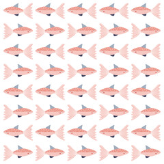 Cute underwater animal pattern. Cute pastel color of fish pattern for kids. Cute characters. Underwater background.